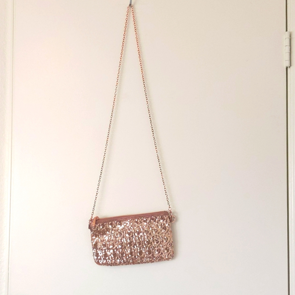 NWOT rose gold crossbody special occasion purse